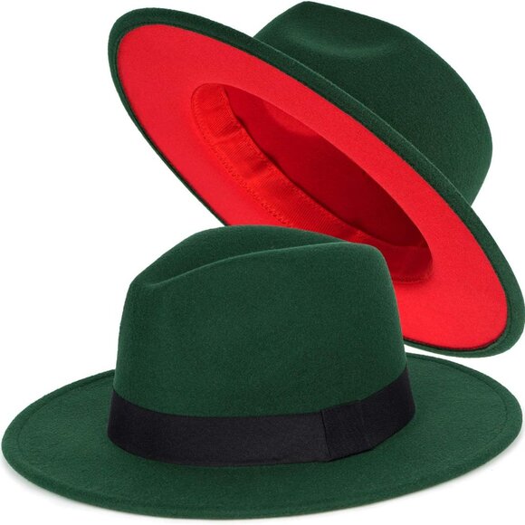 Other - Trendy Fedora Hats for Men & Women Wide Brim Felt Hat Dress Panama Hat Two Tone